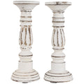 Northlight Set of 2 Antique Pillar Candle Holders, 12", White