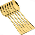 Trendful Gold Dinner Spoons Set of 6, 18.5cm Stainless Steel Golden Spoons with Mirror Finish