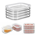 Bacon Container for Fridge, Stackable Deli and Lunch Meat Storage, Ham and Cheese Cold Storage With Lid (4-Tier)