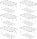 Clear Stackable Storage Bins with Lids, Large Plastic Container Boxes with Handle for Pantry Organizer, Kitchen, Cabinet, Bathroom, Fridge & Closet Organization, 6 Pack
