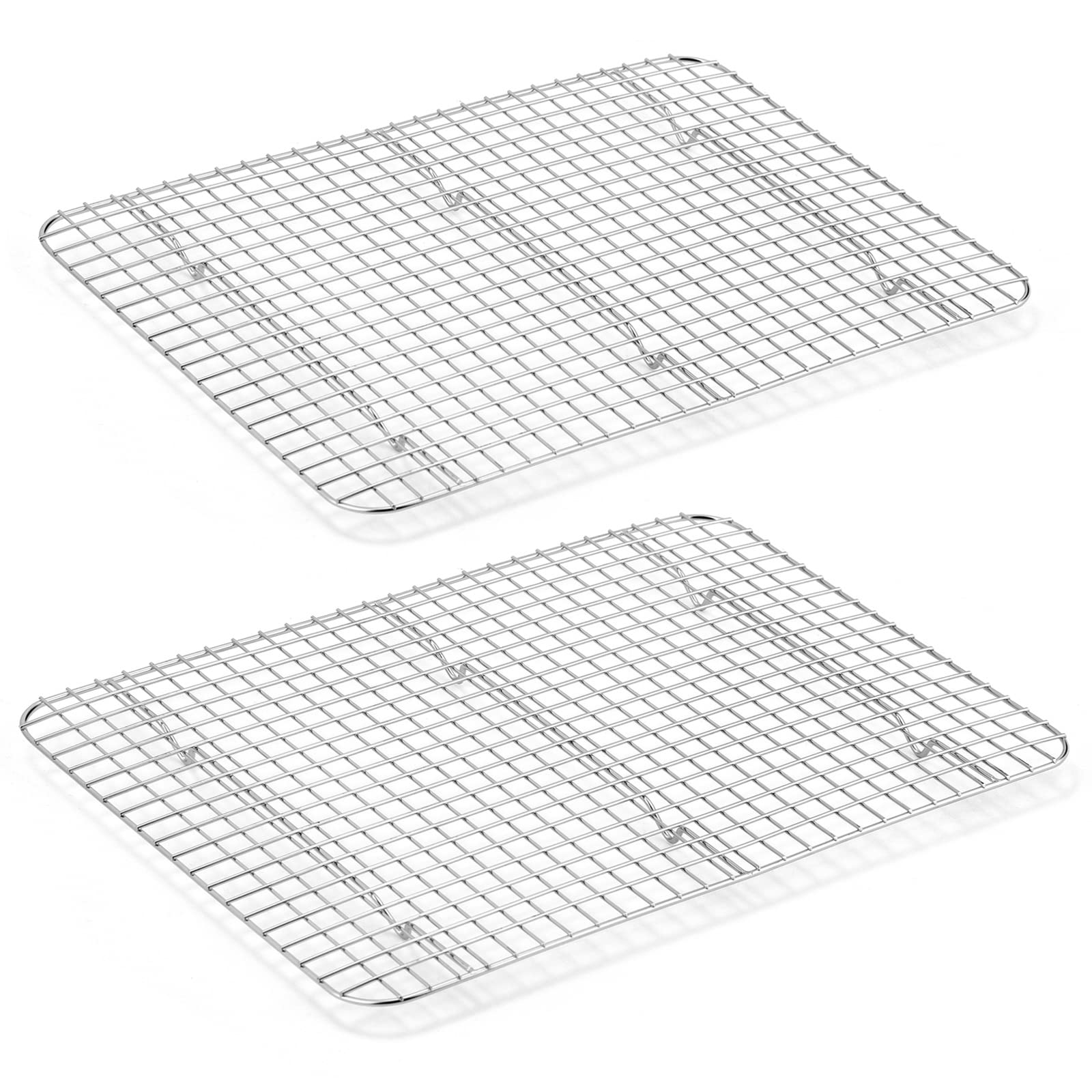 E-far Cooling Rack Set of 2, Stainless Steel Baking Rack for Oven Roasting Cooking Bacon Cooling Cookie Cake, 15.3” x 11.2” Metal Bakeable Mesh Grilling Wire Racks, Non-toxic & Dishwasher Safe