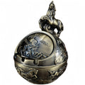 Metal Ashtray - 12 Designs to Choose From (Chinese Zodiac) - Windproof Ashtray with Antique Lid Decor for Living Room, Office & Gift (Horse)