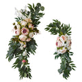 2 PCS Wedding Arch Flowers, 31.5 Inch Artificial Peony Flower Swag with Fake Peony Rose and Eucalyptus Leaves for Party Ceremony Home Wedding Arch Decor