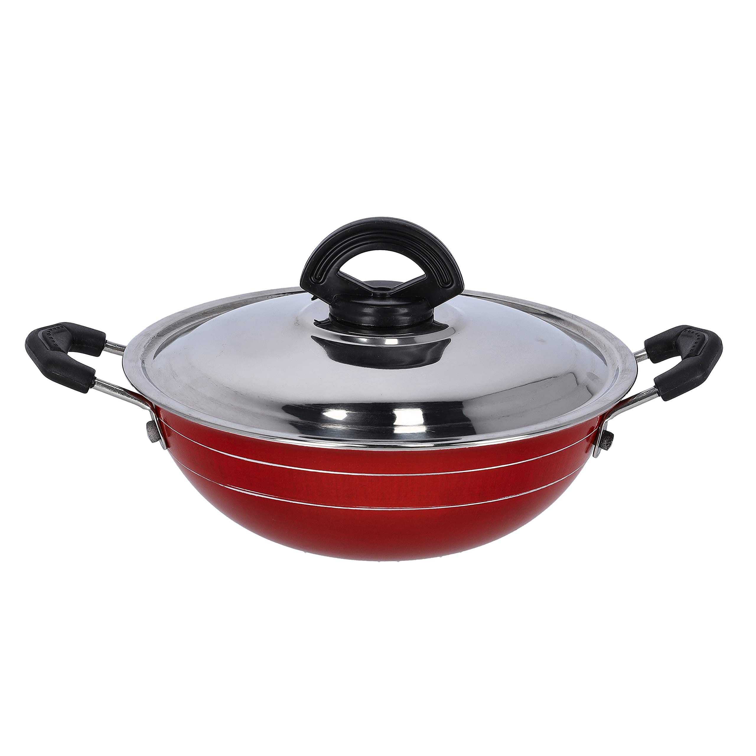 Royalford 18cm Non Stick Mini Kadai With Stainless Steel Lid, Multi, RF10005 (Small Size Kadai)