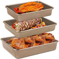 Xspring Baking Pan Set, 3pcs Non-stick Rectangle Oven Tray Baking Sheet Set, Durable Food Grade Carbon Steel Cake Pan, Deep Sheet Cake Pan for Homemade Cakes, Breads (22.5, 27.8, 32cm)