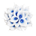 20Pcs Artificial Calla Lily Flower Real Touch Latex Flowers for DIY Wedding Bouquet Party Home Decor (Blue White)