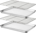Yelajoy Baking Sheet Nonstick Baking Pans with Rack four-piece Set Steel Cookie Sheet Pan with Cooling Rack for Oven (16" x 12" x 1") Tray Non-Toxic Heavy Duty Easy Clean