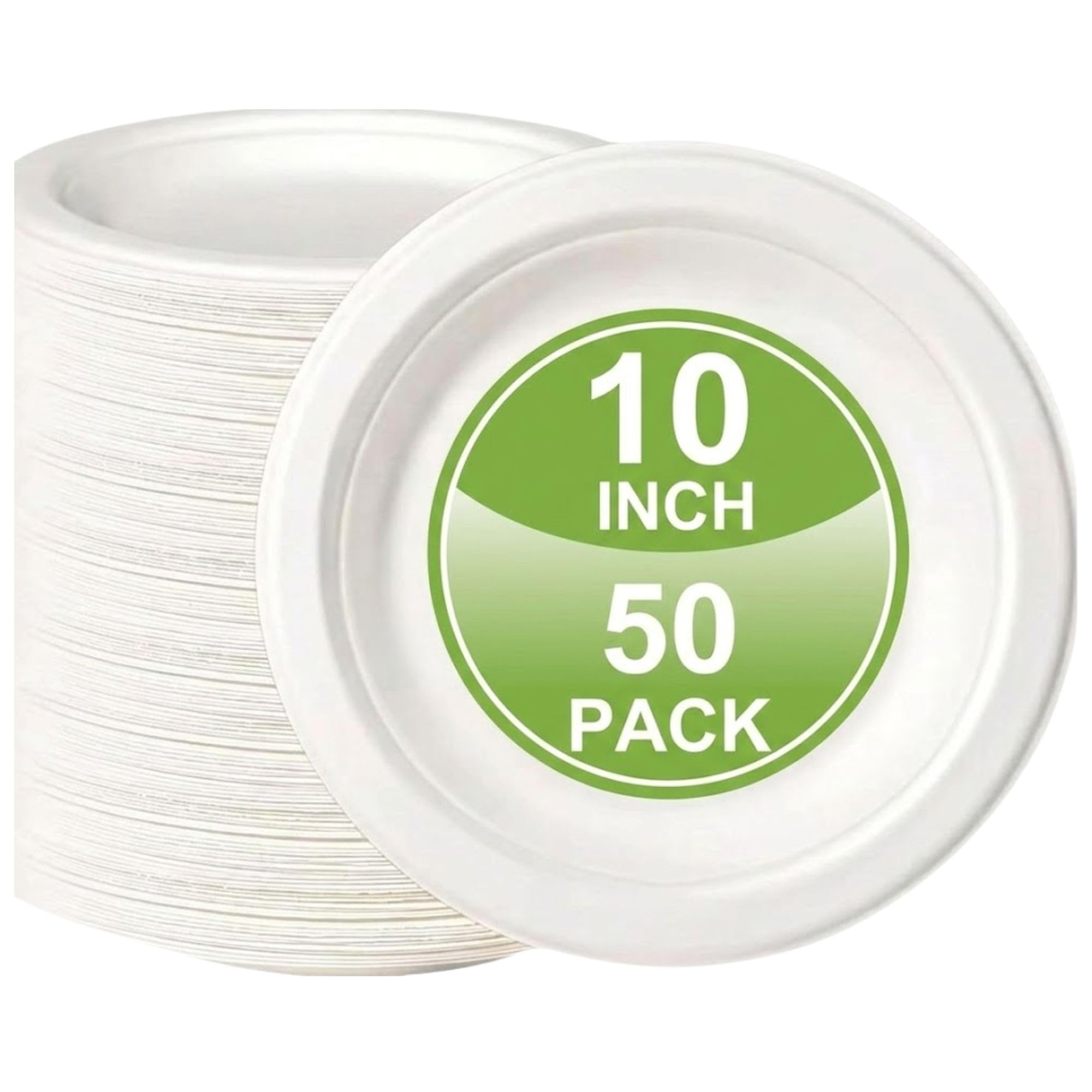Disposable Paper Plates Bagasse Biodegradable Plate 10 Inch Disposable Paper Plates [50 Pack]
