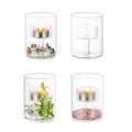 4 Pcs Clear Glass Tealight Candle Holders, Modern Hurricane Candleholder Cylinder Design for Table Centerpieces and Wedding Party Decorations