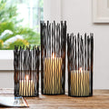 LoveCat Metal Wire Willow Pillar Candle Holder Set of 3, Creative Wire Cage Candleholder Set for Fireplace Mantel Decoration, 8/10/12 inch Black Tealight Lanterns for Table Centerpiece