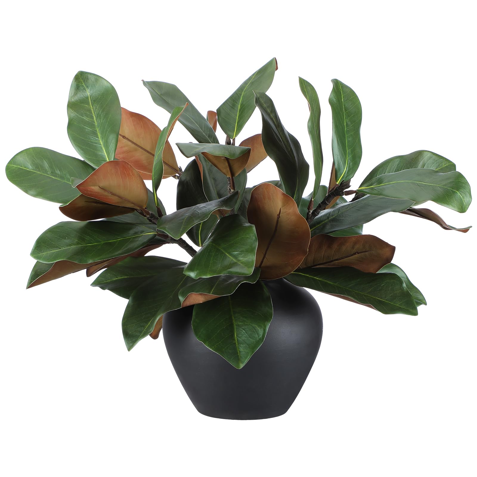 6 Pcs Magnolia Artificial Leaves Branches 3D Magnolia Pick Faux Stems Simulation Leaves Twigs for Indoor Outdoor Vase Filling Home Office Table Decoration (18 Inch)