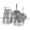 Tefal Pro Tri-Ply Stainless Steel Cookware Set 10 Piece, Induction Compatible Oven Safe 500F, Lids 350F, Fast & Even Heat, Professional Quality & Durability, Pots and Pans Set, Dishwasher Safe, Silver