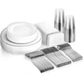 JANNAH 175 PCS Disposable Dinnerware Set Tableware Party Supplies Plates, Spoon, Fork, Cups, Table Napkin for Birthdays, Wedding Parties