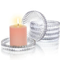 Angju Candle Holder, Glass Candlestick Holders Set of 6, Candle Stand, 10cm Round Glass Candle Pillar Plate, Gear Serrated Candle Tray Plates for Table Centerpieces, Party, Wedding & Home Decor