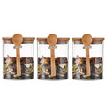 Glass Storage Jar with Bamboo Lids and bamboo Spoon,3 Airtight Food Jars Kitchen Food Storage Containers with Scoop For Serving Tea, Coffee, Flour, Sugar, Candy, Cookie, Spice (Small:800ml)