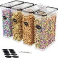 MahMir® BPA-Free Plastic Airtight Stackable Cereal and Dry Food Storage Organizer Containers with Locking Lids (2.5L / 85.4oz) - Set of 4 for Sugar, Flour, Snack, Baking Supplies (4Pcs Set))