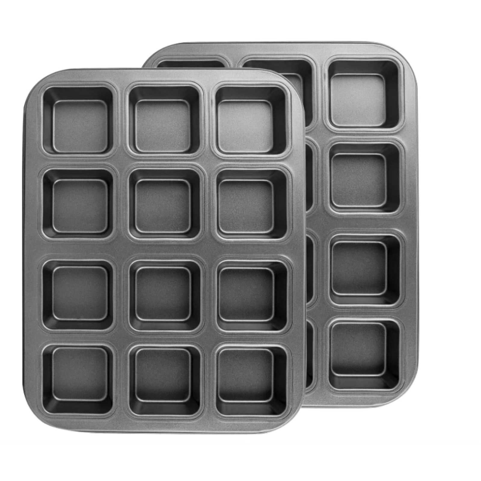 Non-Stick Mini Loaf Pan, 12 Cavity Brownie Baking Pan, Carbon Steel Muffin Cake Pan, 2 Pack, 13.78 x 10.24 x 1.18 Inches