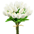 20pcs Pure White Flowers Artificial Tulip Silk Flowers 13.5" in Bulk Home Kitchen Wedding Decorations
