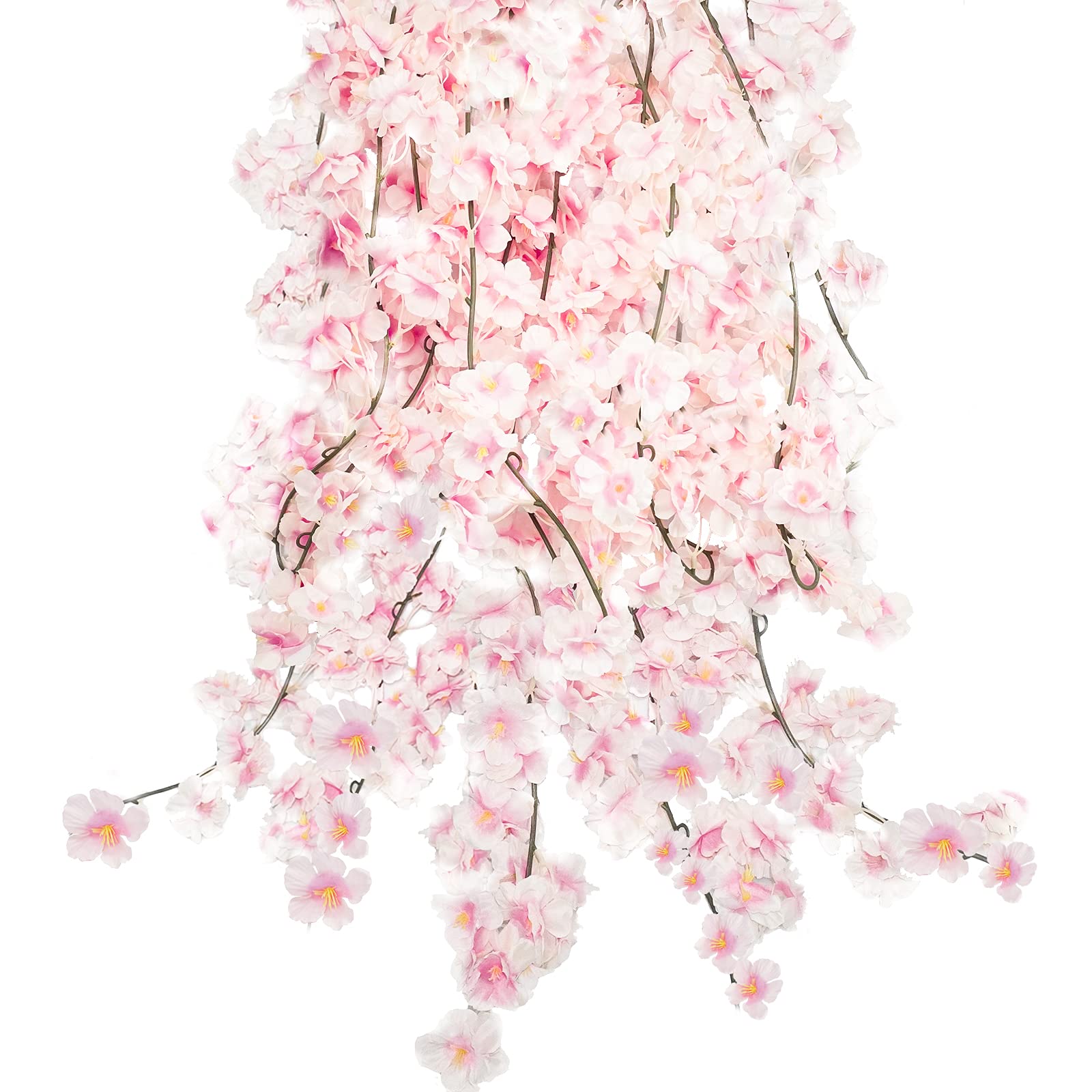 2pcs Artificial Cherry Blossom Flower Vines Hanging Silk Flowers Garland for Wedding Party Bedroom Home Décor