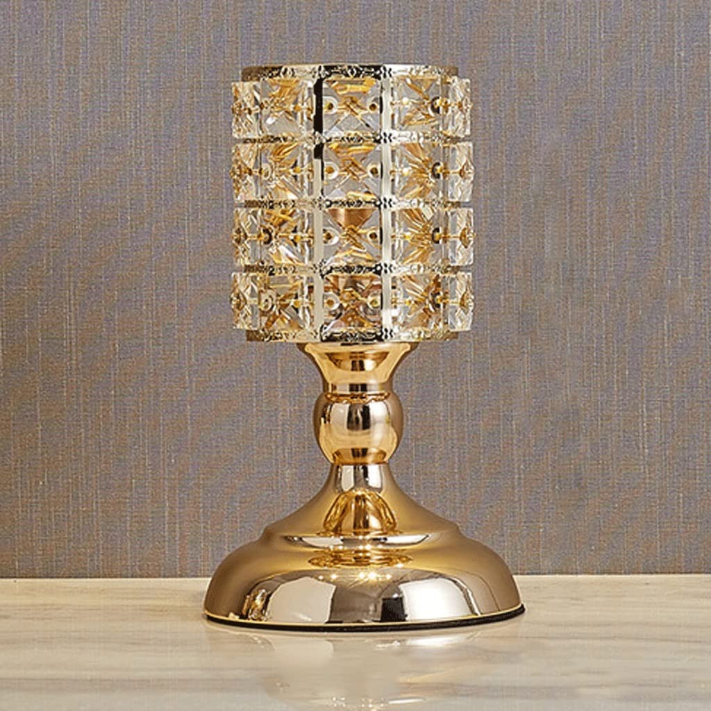 Candle Holder Wedding Table Gold Home Accessories Living Room Crystal Glass Candle Stick Holder (Color : Gold, Size : One size)
