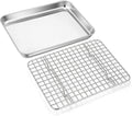 Baking Sheet with Rack, Stainless Steel Baking Pan with Cooling Sheet, Non Toxic, Rust Free & Heavy Duty, Mirror Finish & Easy Clean for Baking Roasting Cooling, Dishwasher Safe (23.5 x 17.5 cm)
