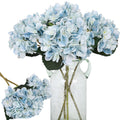 6Pcs Blue Flowers Silk Hydrangea Artificial Flowers Realistic Hydrangea Flowers Bouquet for Wedding Party Office Home Decor (Blue)
