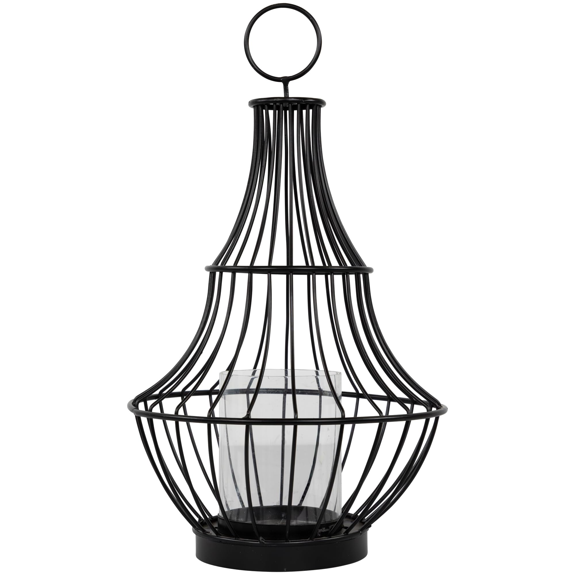 Northlight Metal Cage Hurricane Pillar Candle Holder, 14", Black