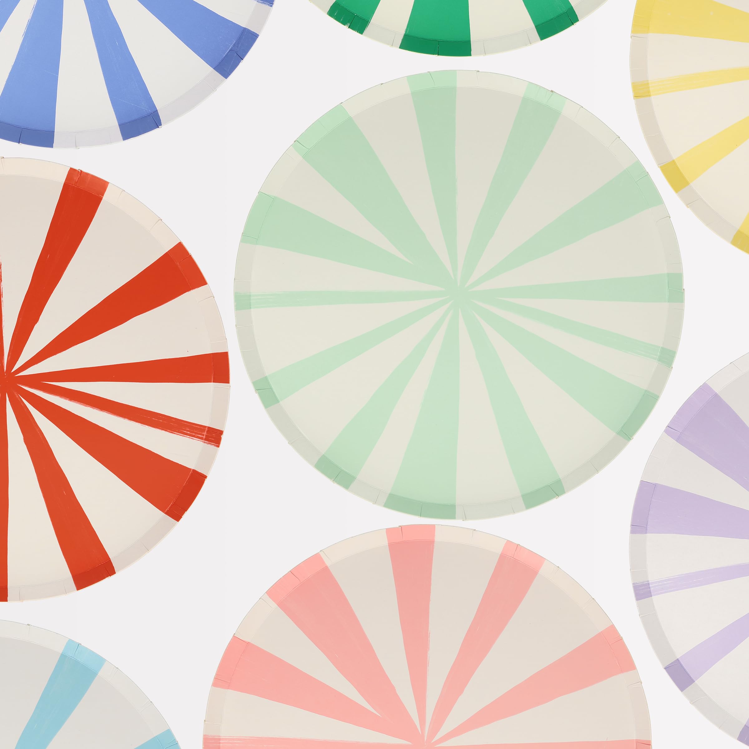 Meri Meri Mixed Stripe Dinner Plates 8 Pieces – Vibrant Colorful Striped Plates With Double-Sided Design – Durable 450Gsm Paper Plates For Birthdays & Celebrations