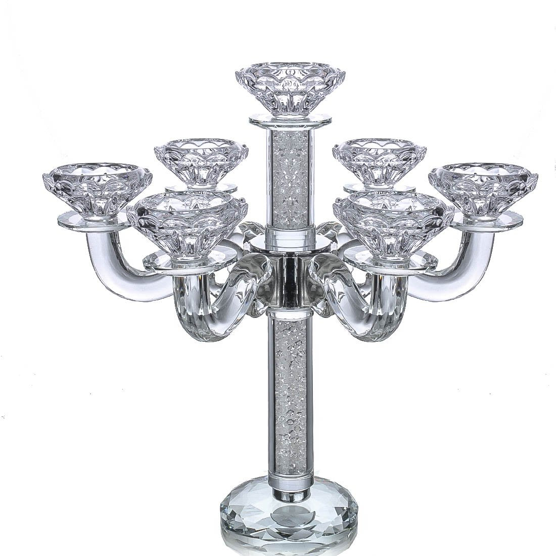 QFkris 7 Light Crystal Candelabra Taper Candle Holder for Home Wedding Decor