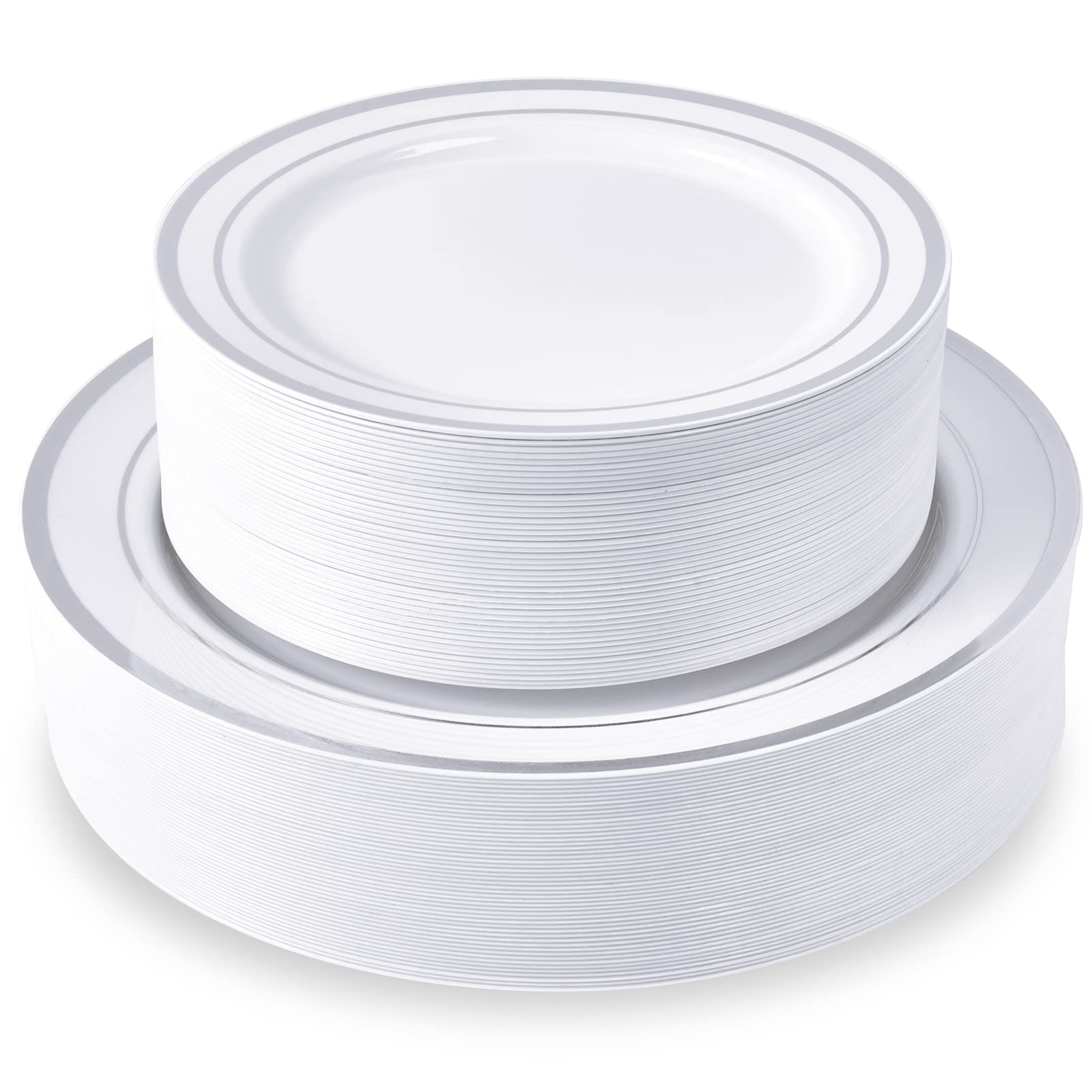 60PCS Disposable Silver Plastic Plates, Party Disposable Plates Silver Party Plates Plastic Dessert Plates Wedding Party Tableware for Dessert, Great for Parties, Weddings, Home Use, and Christmas