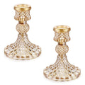 SYOSI Glass Candle Holder Set of 2, Clear Candlestick Holder and Taper Candle Holder for Wedding Party Table, Anniversary, Dining Room Table, Spring Decor (Gold)