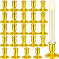 Luxury Gold Candle Holders Set (24 Pcs) for Taper and Pillar Candles Elegant Plastic Candlesticks Base for Dinner Table Centerpieces, Wedding, Eid Decorations, and Home Majlis Decor