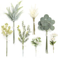 Artificial Greenery Stems Combo Box Set,46pcs with 7 Kinds of Faux Greenery Picks for DIY Bridal Bouquets Wedding Floral Arrangement Party Table Centerpieces