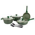 Prestige Essentials 9pcs Pots and Pans Set | Nonstick Cookware Sets | Granite Pots Set | Kitchen Induction Pots and Pans Cooking Sets | Pan Sets for Cooking - Green