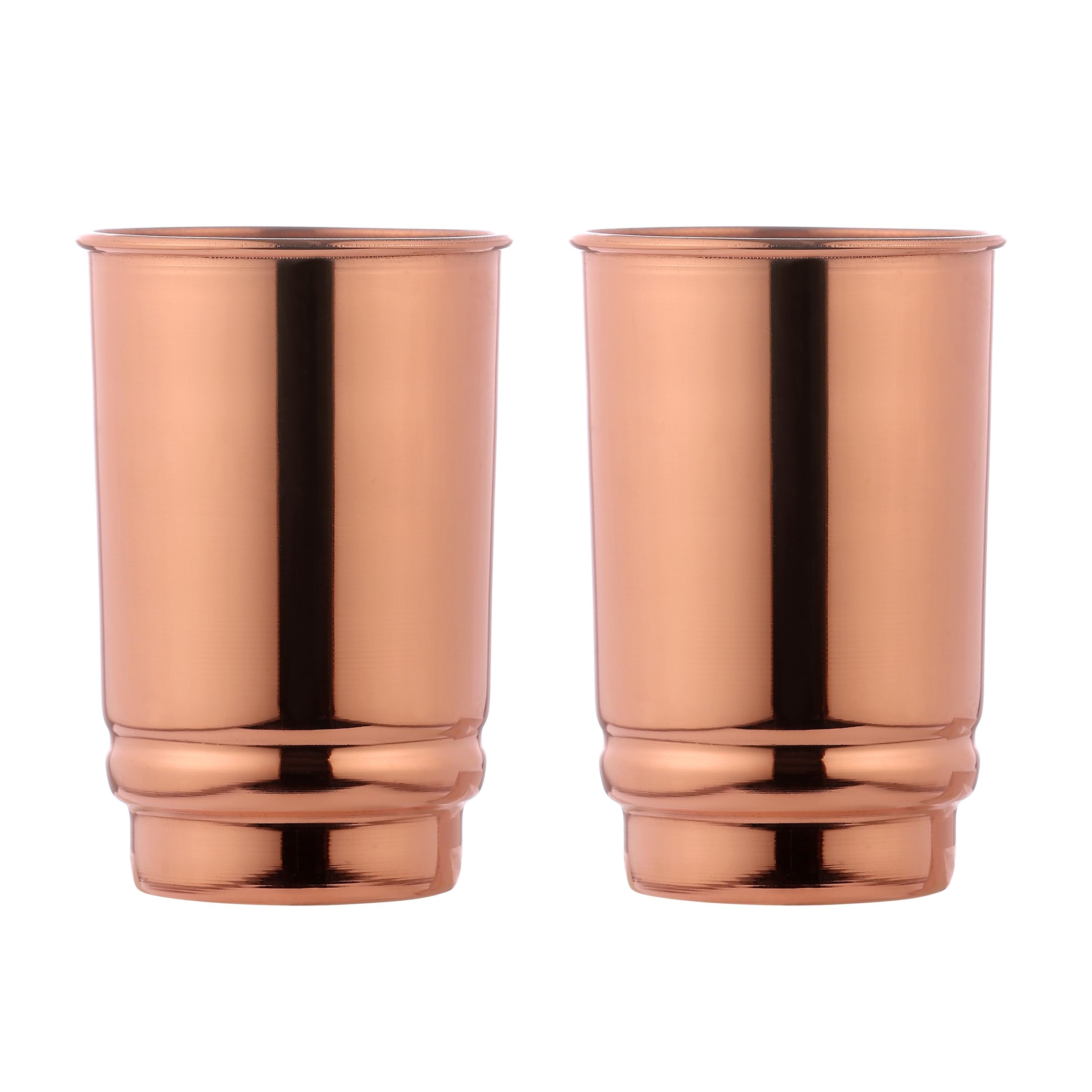 HealthGoodsIn Pure Copper Tumblers Set of 2, UNLINED, UNCOATED and LACQUER Free | 350 Ml. (11.8 US Fl Oz) Traveller's Copper Cups for Ayurveda Health Benefits