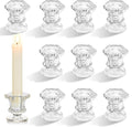 TERRIFI 12 Pcs Taper Candle Holders Set, Clear Glass Crystal Candlestick Holders, Ideal for Wedding Table Centerpieces and Home Decoration