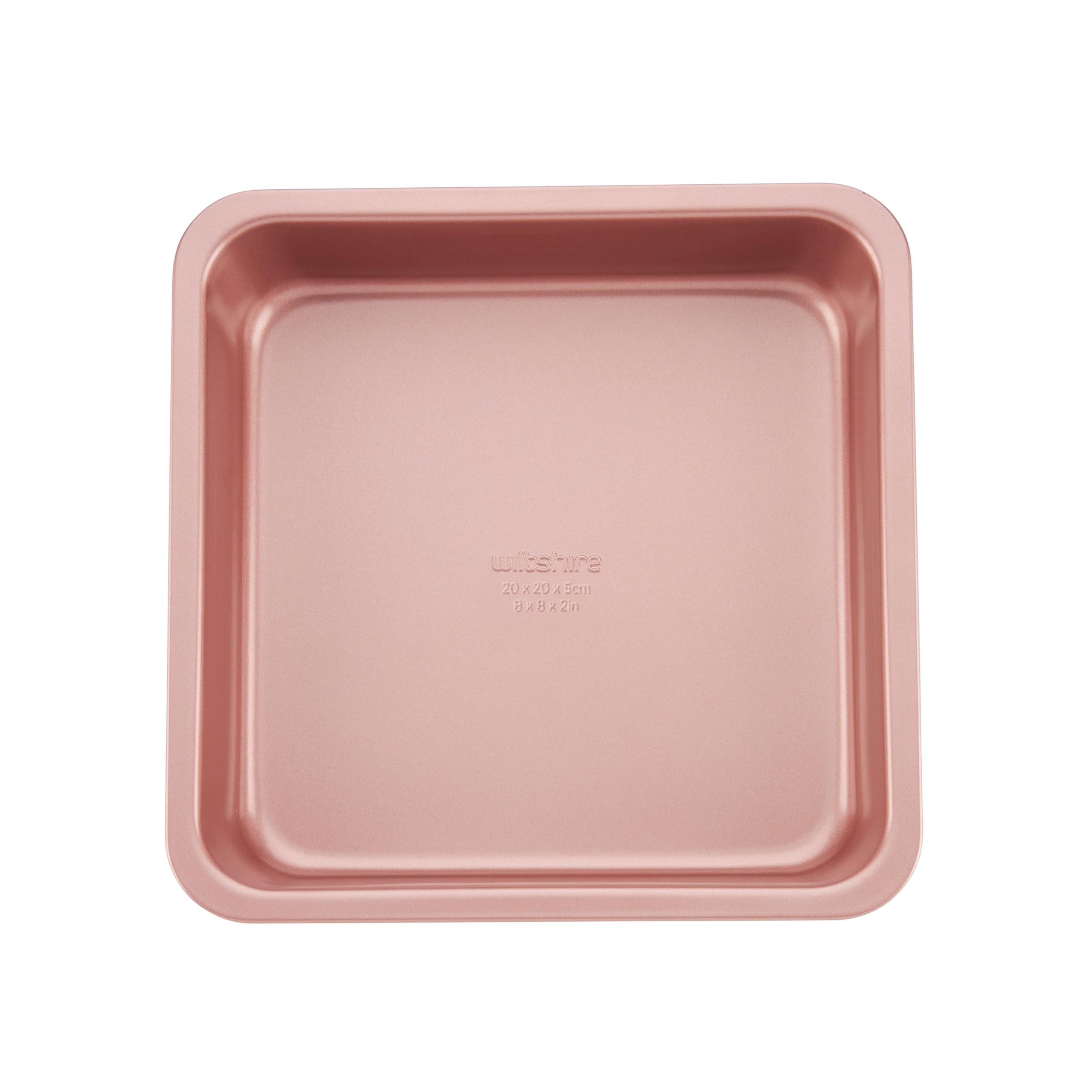 Wiltshire Rose Gold Square Cake Pan, PFOA PTFE Free, Robust Cake Pan, Non-Stick Coating, Coated Baking Pie Tin, Cake Mould, Sheet Steel Bakeware, 22x22x5cm