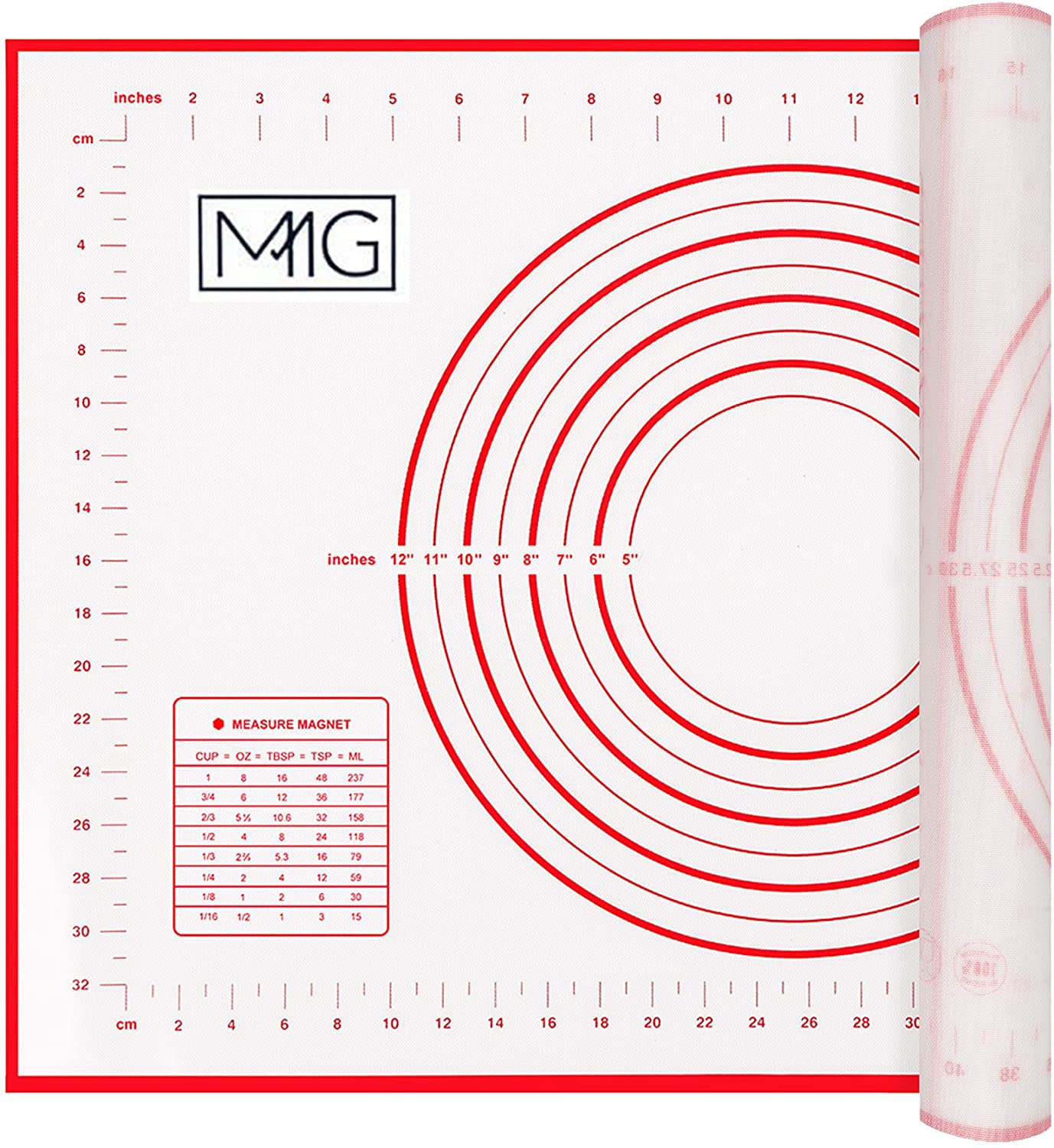 MMG Non-Stick Silicone Baking Mat Large 60x40cm Measuring Mat Glass Fibre Perfect for Bakers Kneading Pad Sheet is Heat Resistant and Oven-Safe (Pack of 1)