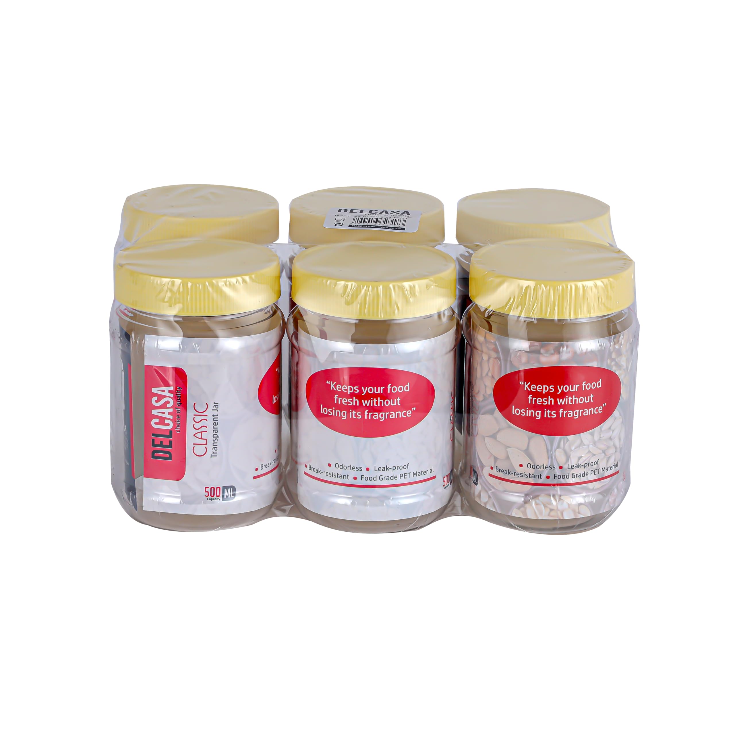 Delcasa DC3315 Round Pet Jar Set, 1000 ml Capacity, Transparent