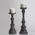 Contemporary Home Living Set of 2 Brown Unique Multi Style Tall Candle Holder Sticks, 14''