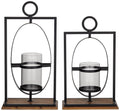 Templeton Black Metal Pillar Candle Holders Set of 2 - Studio 55D