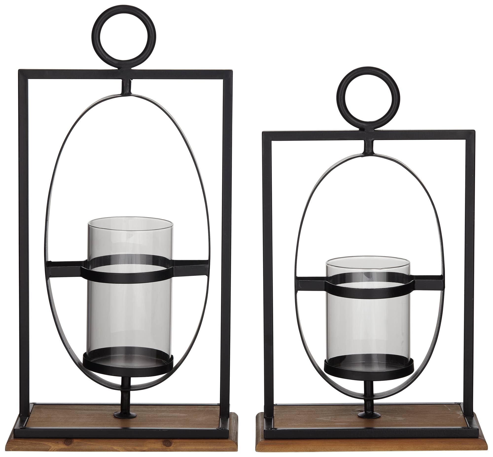 Templeton Black Metal Pillar Candle Holders Set of 2 - Studio 55D