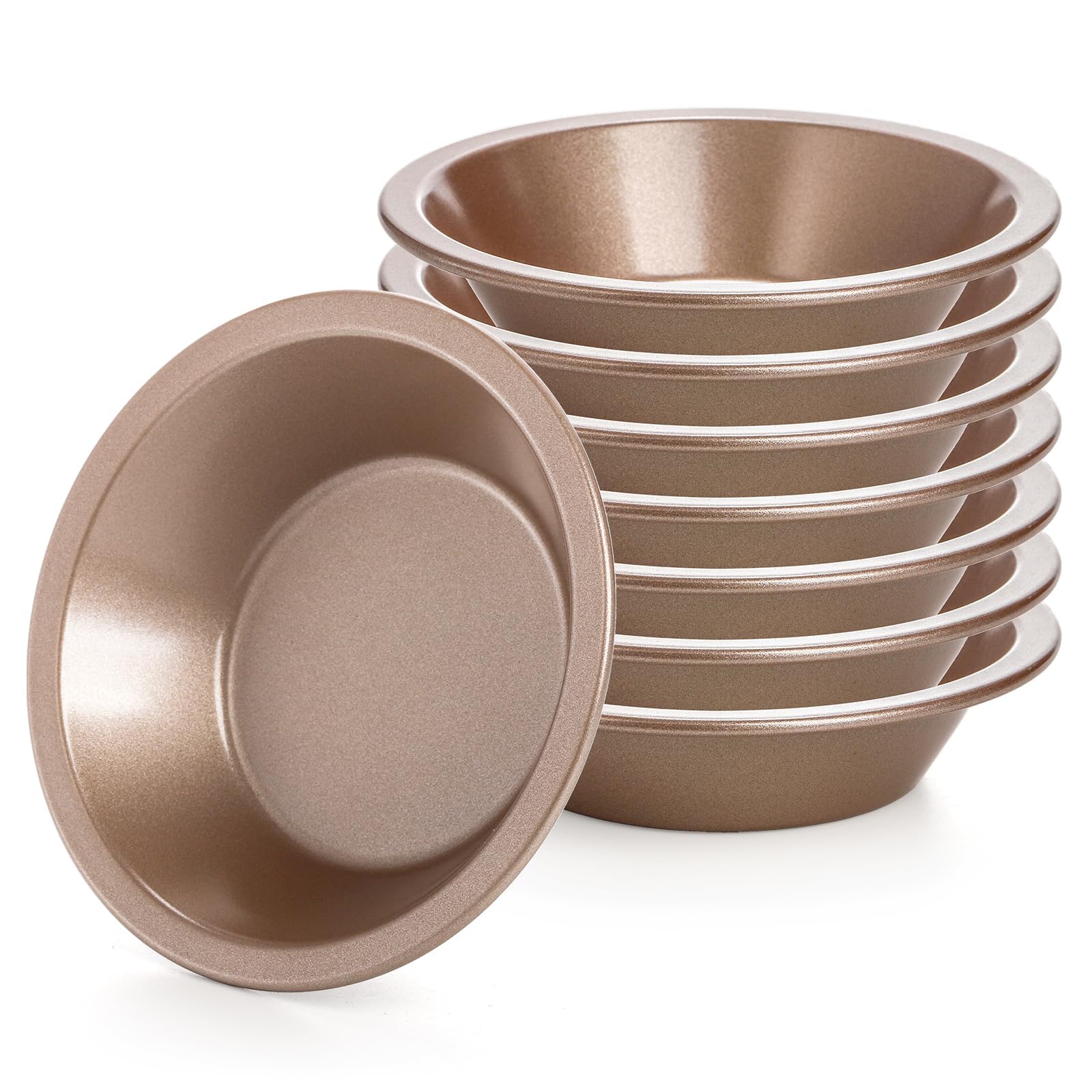 Tazweeq 8 Pack Mini Pie Pan Set, 5 Inch Steel Pie Tins, Reusable Nonstick Individual Dish Pies, Small Round Metal Bakeware, for Baking Pot Pies, Cakes, Quiches, Tarts, Desserts