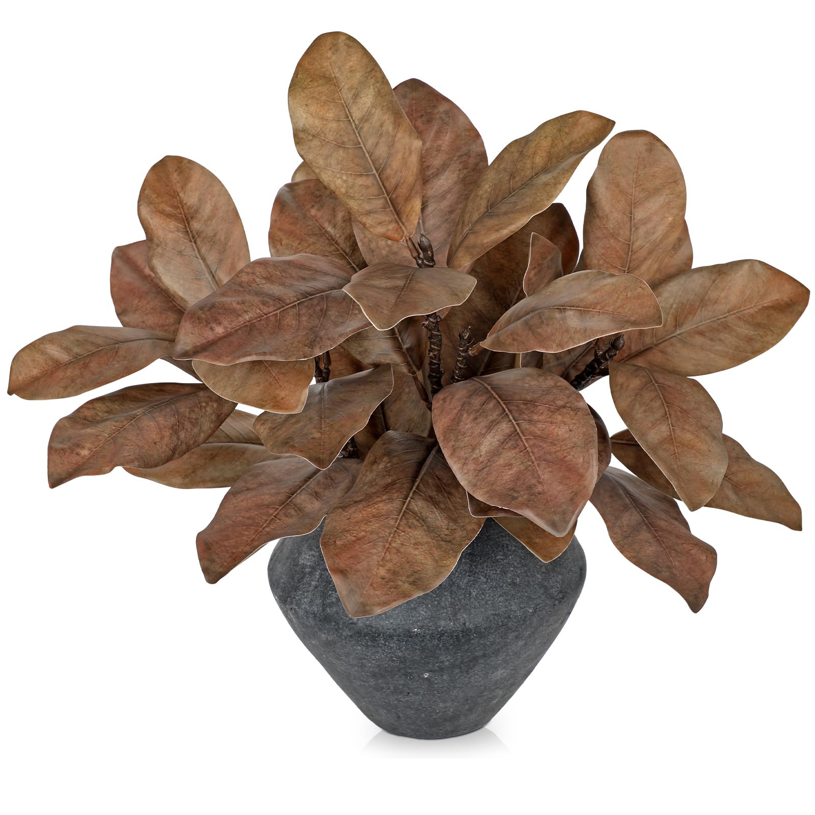 Artificial Magnolia Leaves Stems 3 Pack 22in Coffee Brown Fake Magnolia Branches for Vase Fall Leaves Stems for Home Room Arrangements Centerpieces Thanksgiving Décor (Vase Not Included)