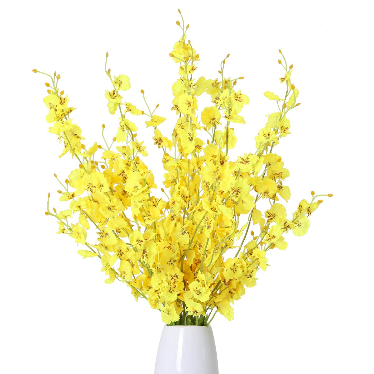 12Pcs Yellow Artificial Gypsophila Flowers, Dried Gypsophila Artificial Orchids Flowers Silk Fake Dancing Orchids Bouquet for Home Decoration (Yellow)