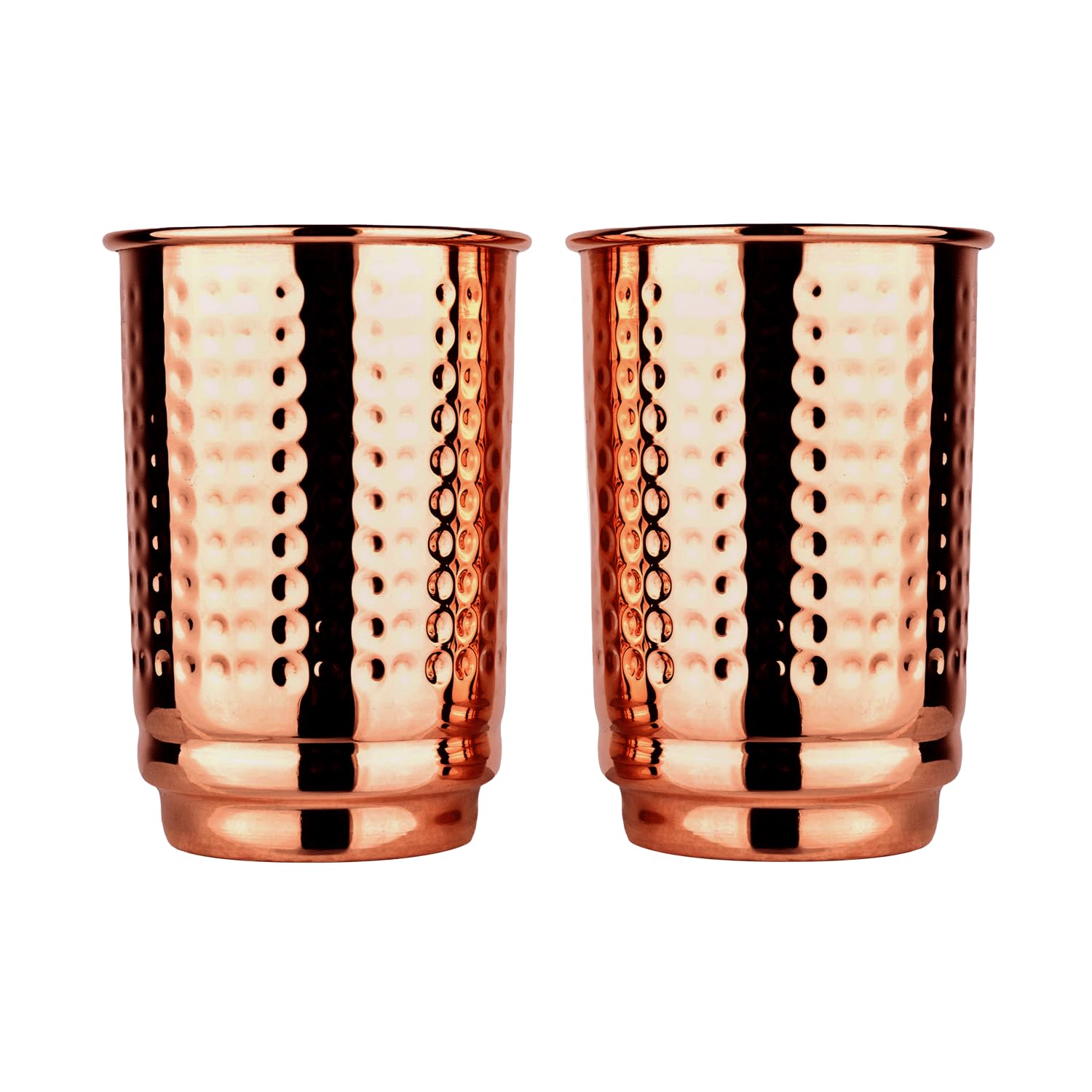 HealthGoodsIn Hammered Pure Copper Tumblers Set of 2, UNLINED, UNCOATED and LACQUER Free | 350 Ml. (11.8 US Fl Oz) Traveller's Copper Cups for Ayurveda Health Benefits