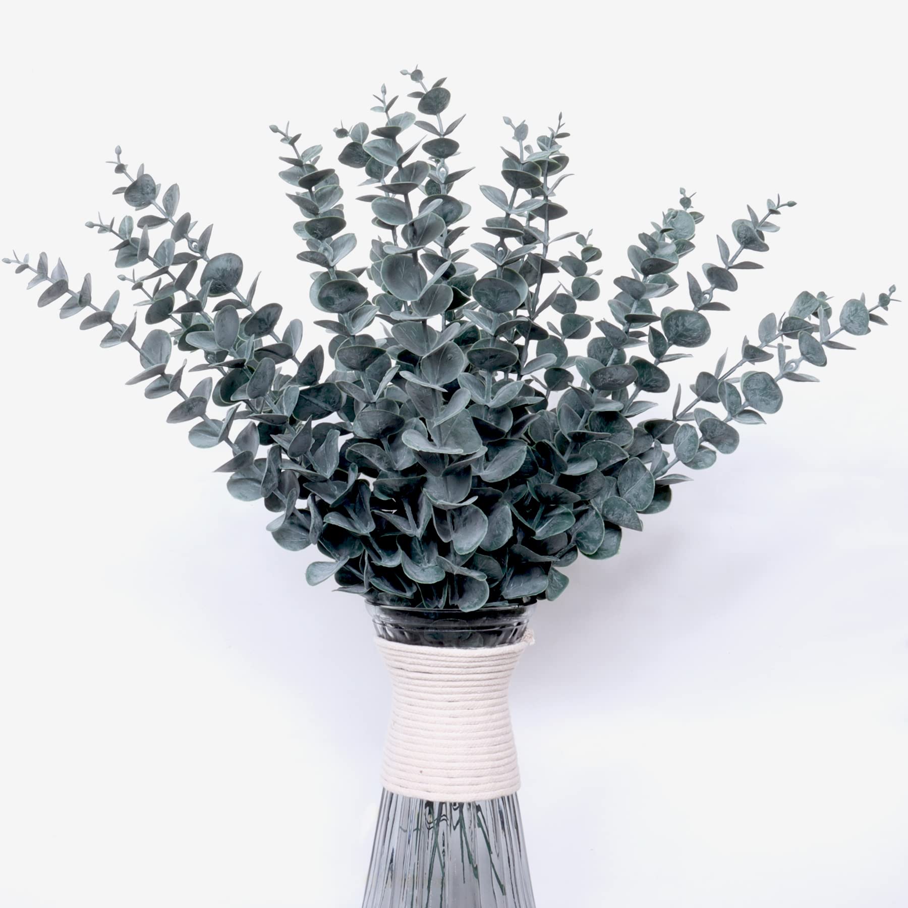 24pcs Eucalyptus Stems Decor 18" Tall Artificial Eucalyptuses Leaves Real Touch Faux Flower Greenery Branches Bulk for Home Office Centerpiece Floral Arrangement Farmhouse Wedding Bouquet Decoration