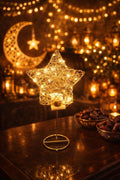 Golden LED Star Candle Holder | Metal Wire Tea Light Lantern for Ramadan, Eid, Valentine’s & Home Décor | Festive Tabletop Accent Light by AGAAS ENTERPRISES