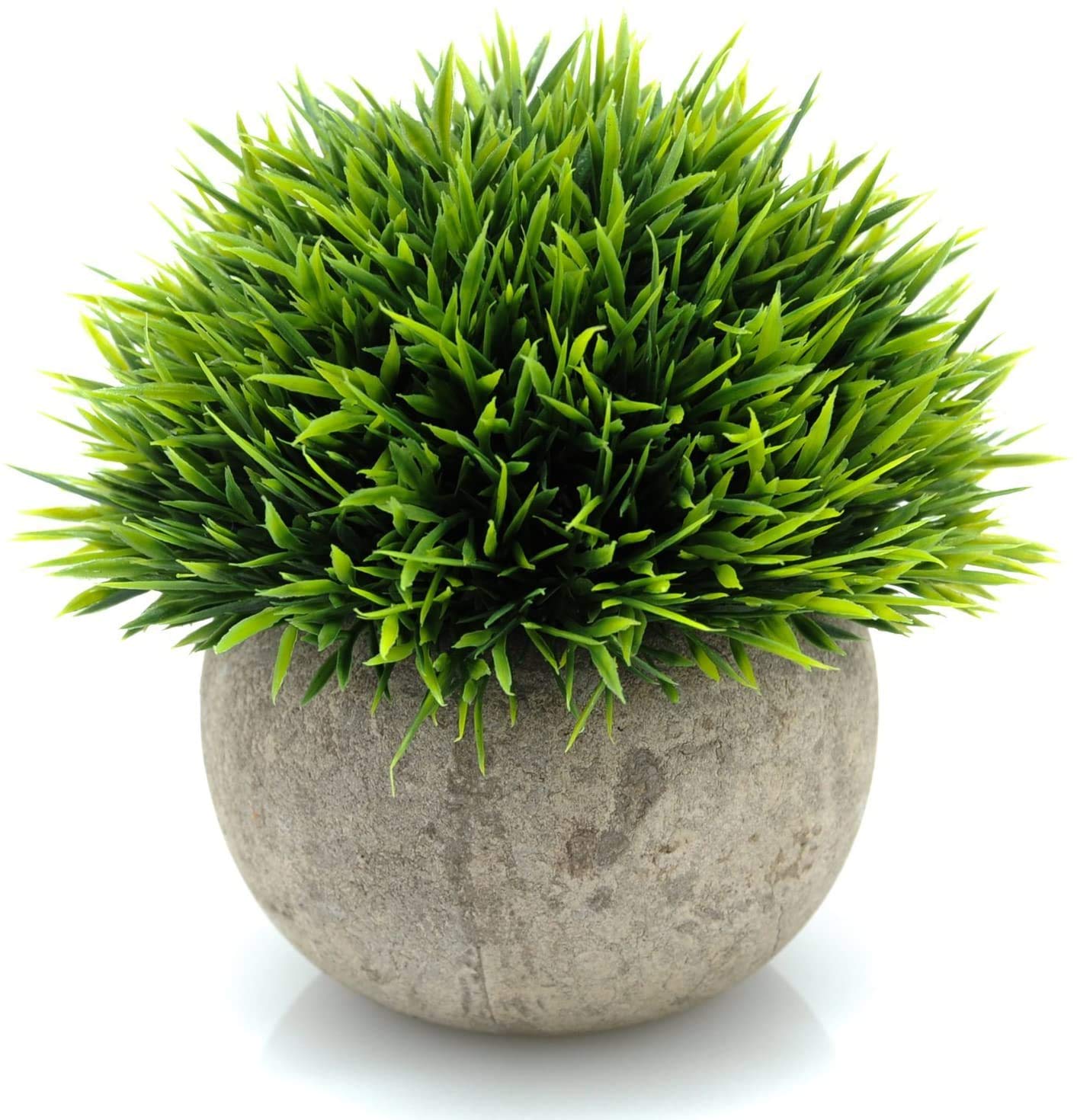 Mini Plastic Fake Green Grass of Plants with Pots for Home Decor
