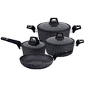 Royalford Chef Art Aluminium Cookware Set, 7 Pieces, Black, RF9557, Scratch Resistant, Tempered Glass Lids, 2.5MM Body Thickness, Bakelite Knobs, and CD Bottom